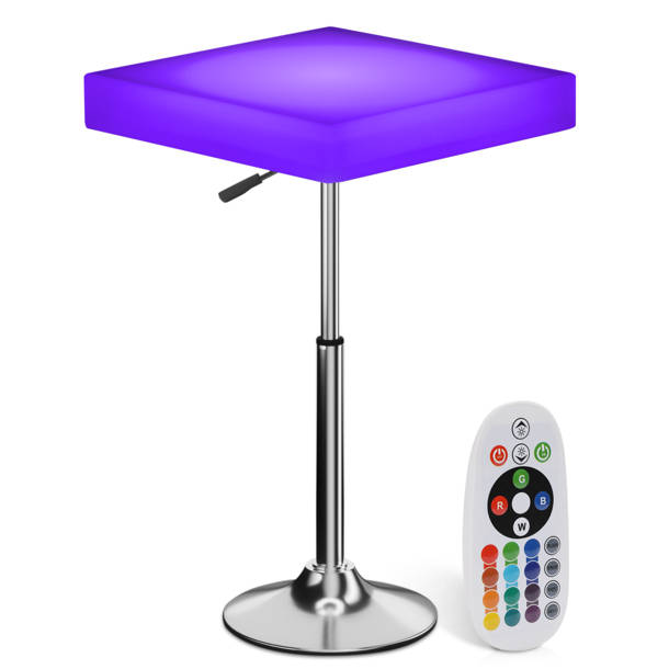 Orren Ellis Miseta LED Light Up Adjustable Height Bar Stool Table 16